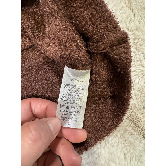 Double zero fuzzy soft long sleeve sweater shirt Brown large Mock Neck - Picture 6 of 8